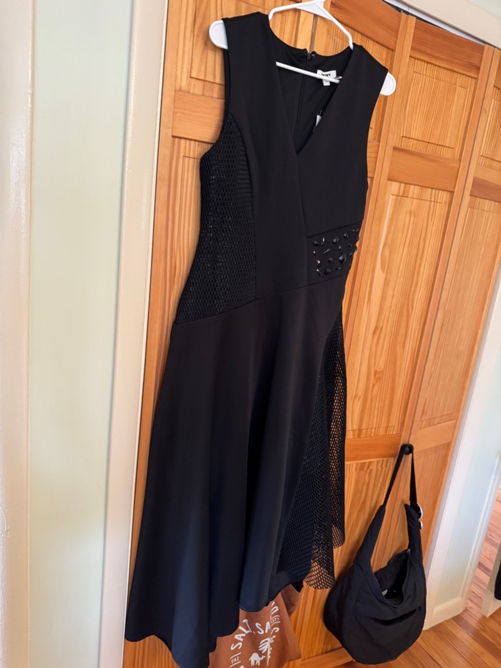 Donna Karan NY Women's Black Sleeveless Mesh-Panel Dress.Fun style. Orig $199